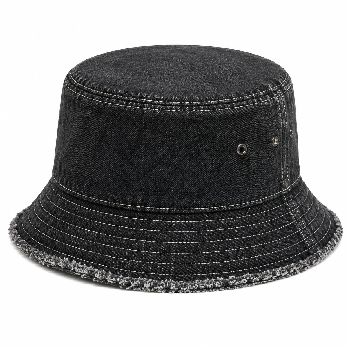 Chapeau bob taille unique en denim noir à bord souple