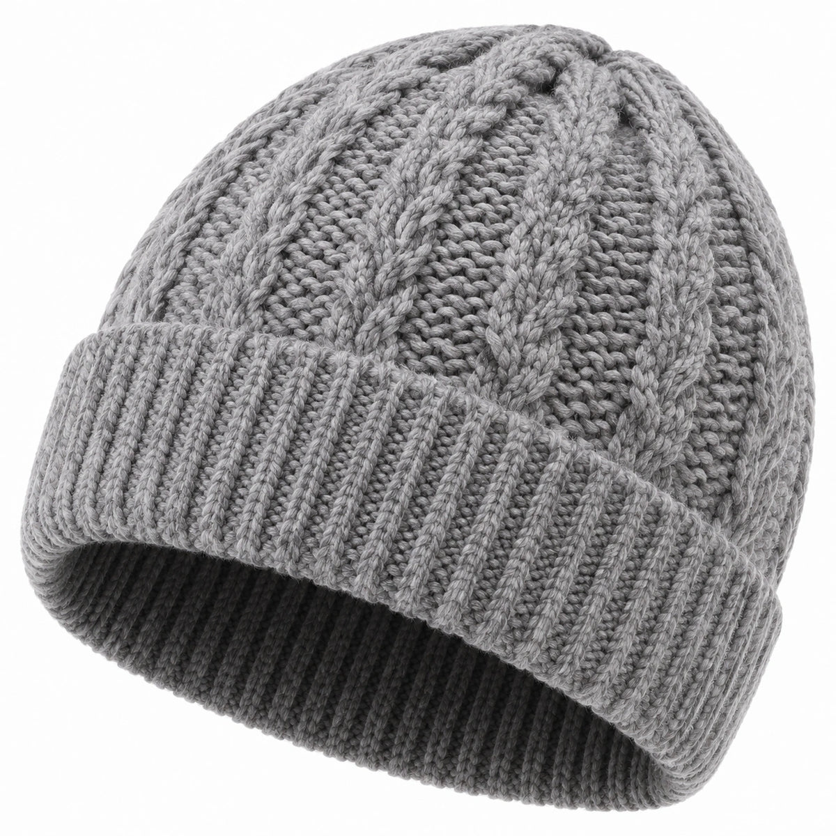 Bonnet en maille gris taille unique à revers pour usage quotidien
