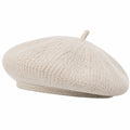 Béret taille unique en maille tricotée crème style classique