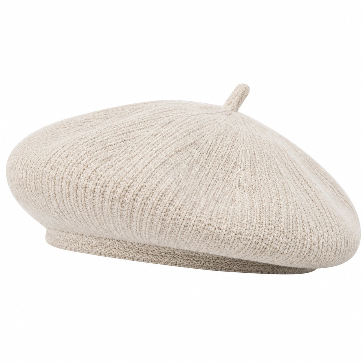 Béret taille unique en maille tricotée crème style classique