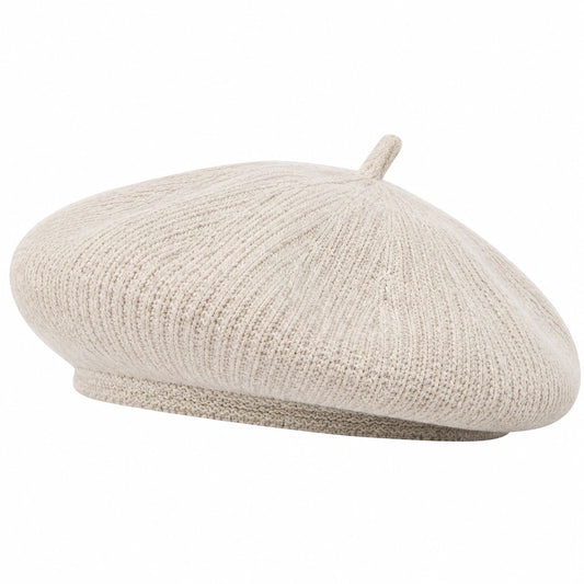 Béret taille unique en maille tricotée crème style classique