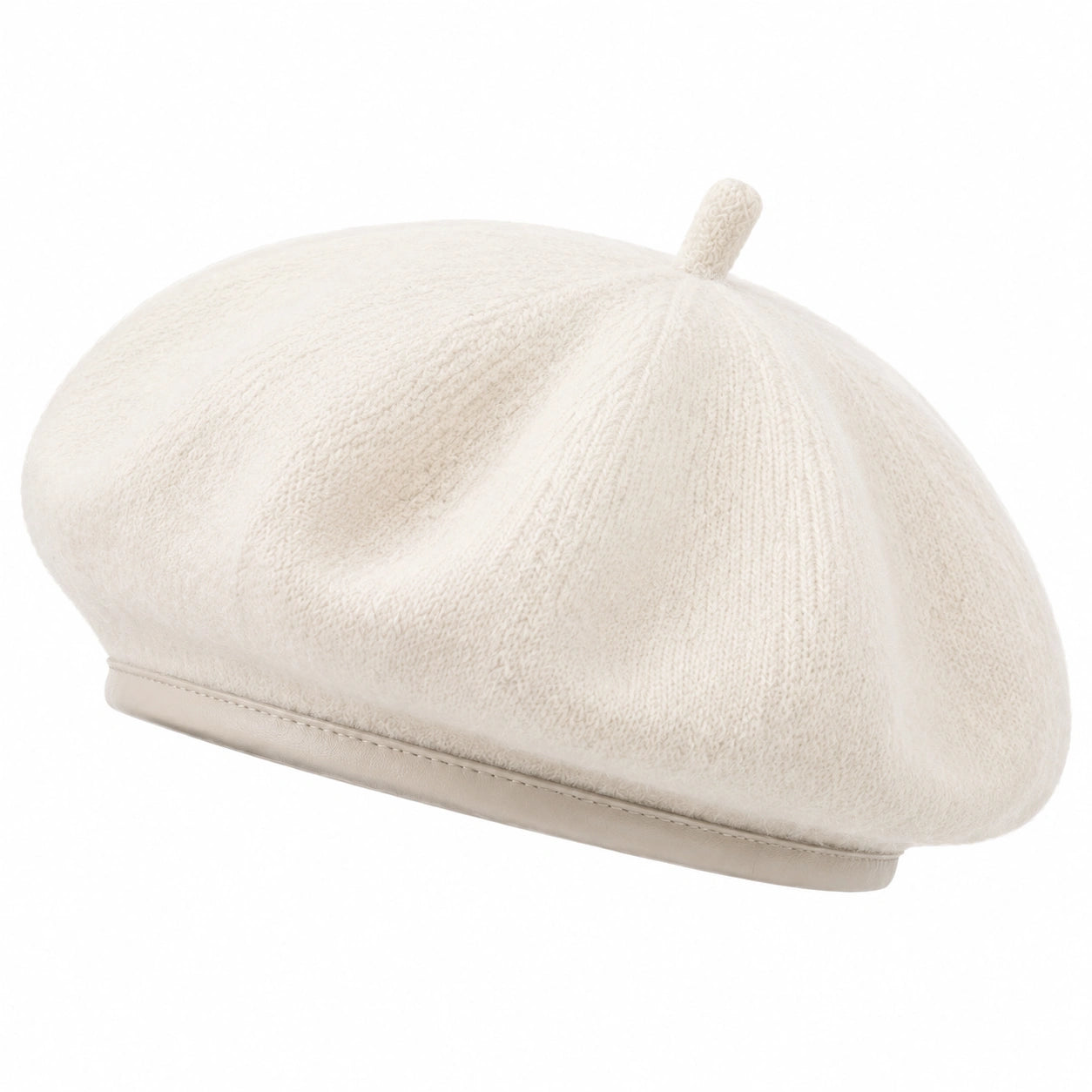 Béret taille unique en maille écru style classique