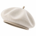 Béret taille unique en textile velouté beige clair style classique