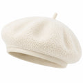 Béret taille unique en tissu bouclette écru style décontracté