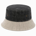Chapeau bob taille unique en tissu noir et beige avec œillets aérés