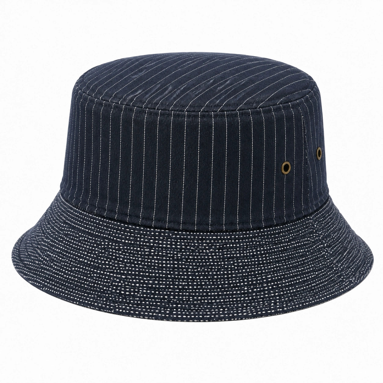 Chapeau bob en denim bleu marine à rayures taille unique style urbain