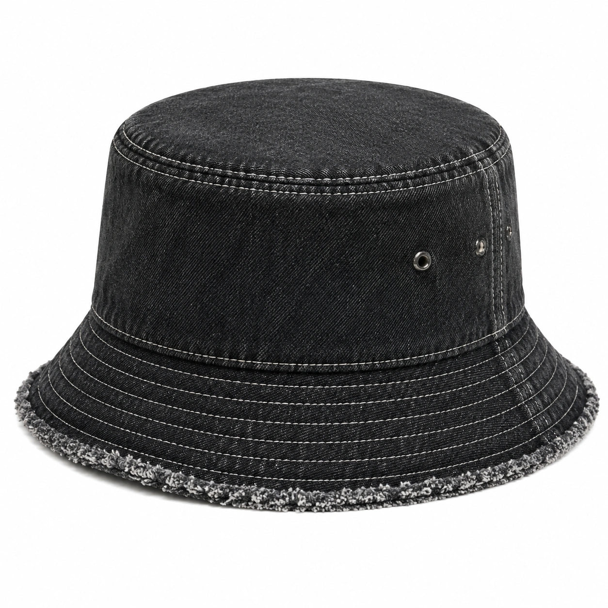 Chapeau bob taille unique en denim noir à bord souple