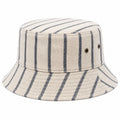 Chapeau bob taille unique en tissu écru et bleu marine à rayures avec bord souple