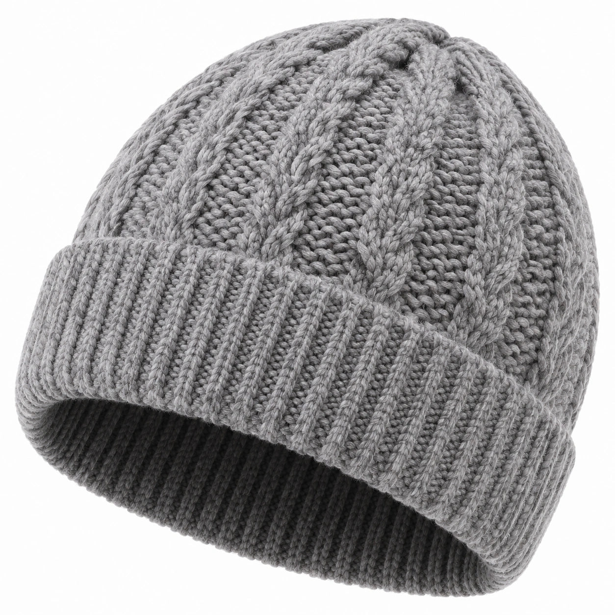 Bonnet en maille gris taille unique à revers pour usage quotidien