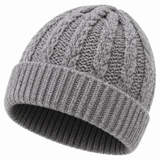 Bonnet en maille gris taille unique à revers pour usage quotidien