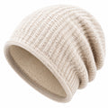 Bonnet unisexe taille unique en maille beige avec doublure douce