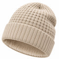 Bonnet unisexe taille unique en maille beige doublé polaire style côtelé