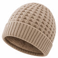 Bonnet taille unique en textile tricoté beige pour hiver style torsadé