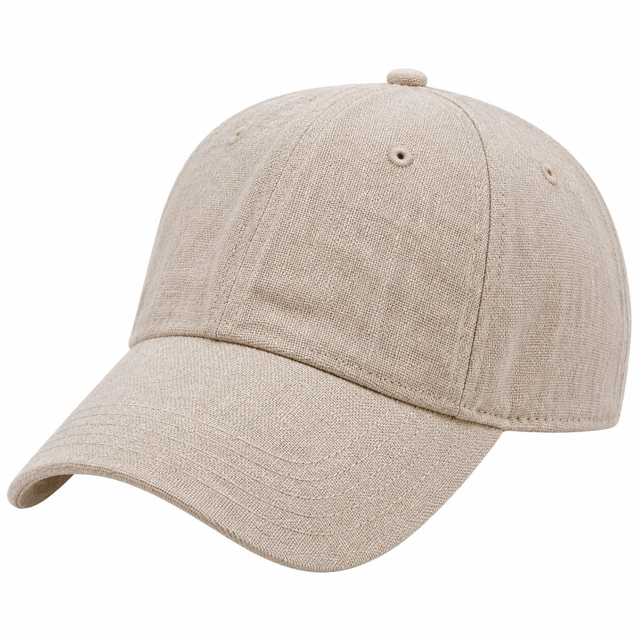 Casquette de baseball taille unique en tissu beige à visière courbée