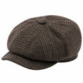 Casquette gavroche taille unique en tissu à carreaux marron style vintage