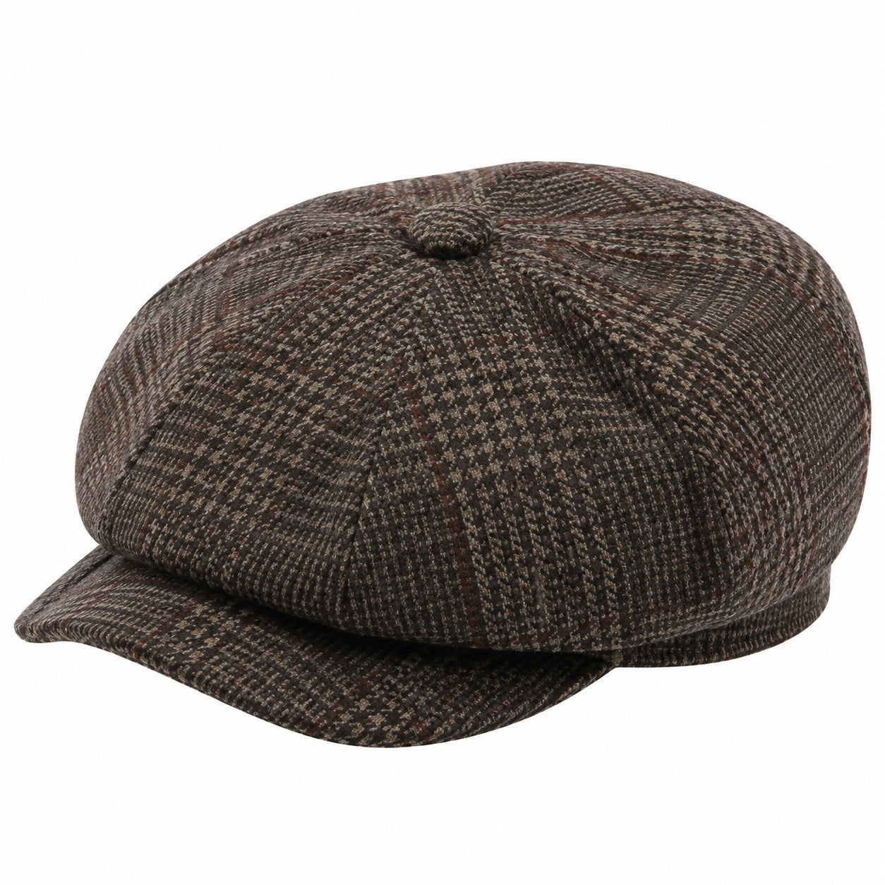 Casquette gavroche taille unique en tissu à carreaux marron style vintage