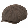 Casquette gavroche taille unique en tissu brun foncé style huit pans