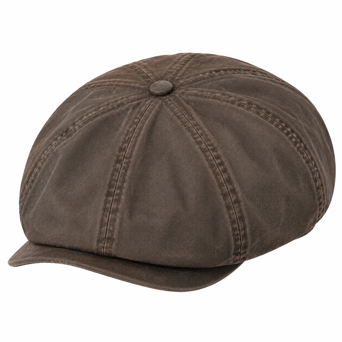 Casquette gavroche taille unique en tissu brun foncé style huit pans