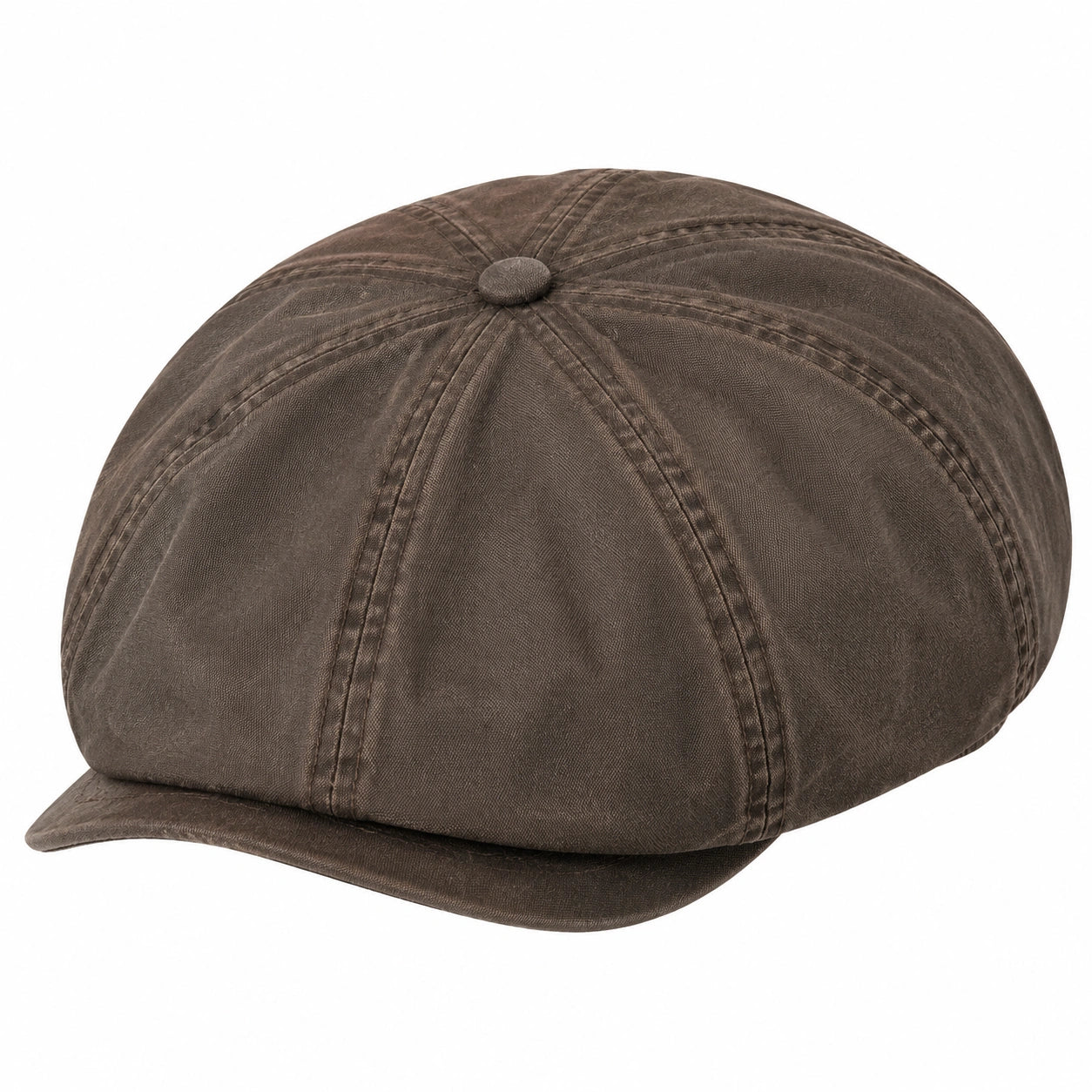 Casquette gavroche taille unique en tissu brun foncé style huit pans