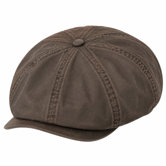 Casquette gavroche taille unique en tissu brun foncé style huit pans
