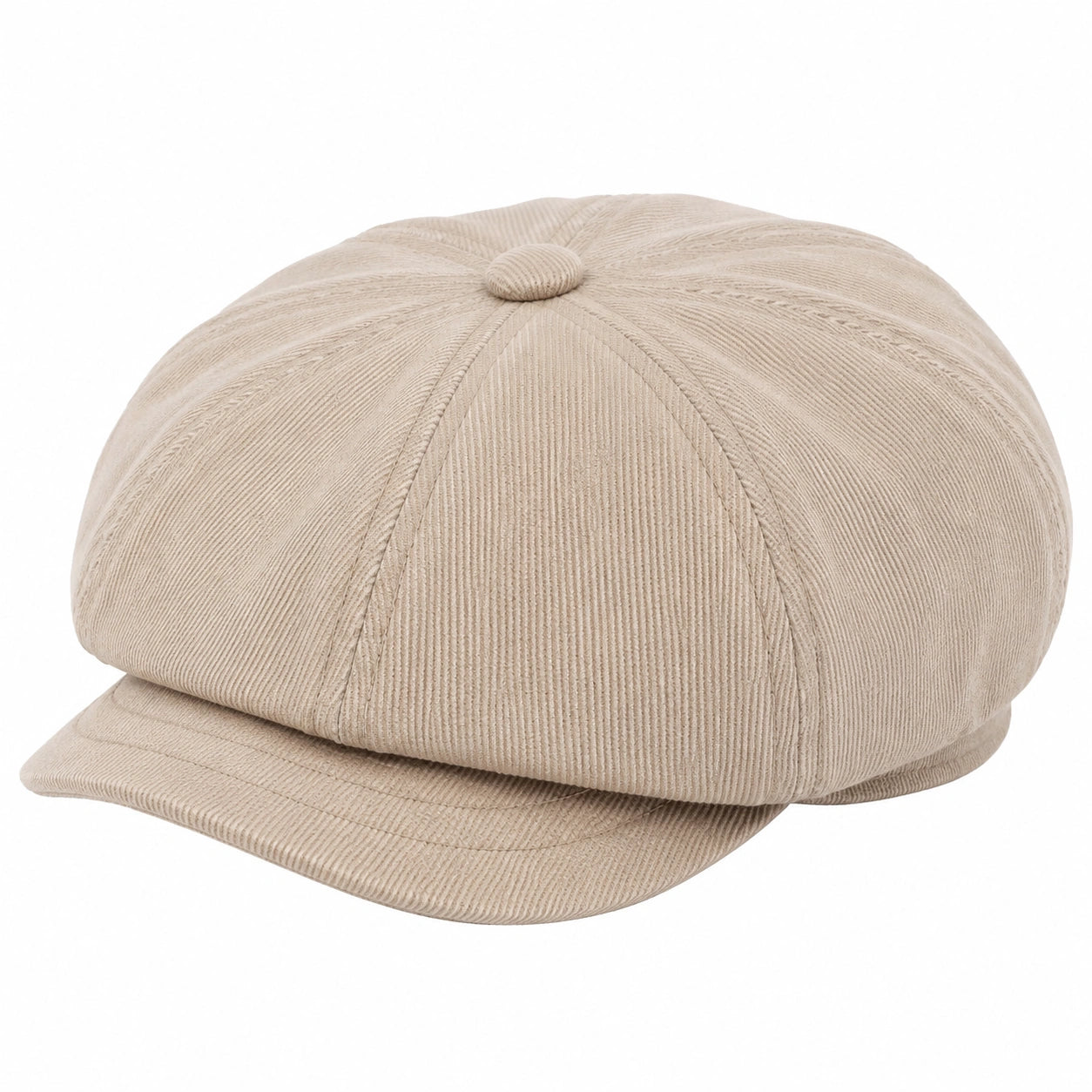 Casquette gavroche taille unique en velours côtelé beige style classique