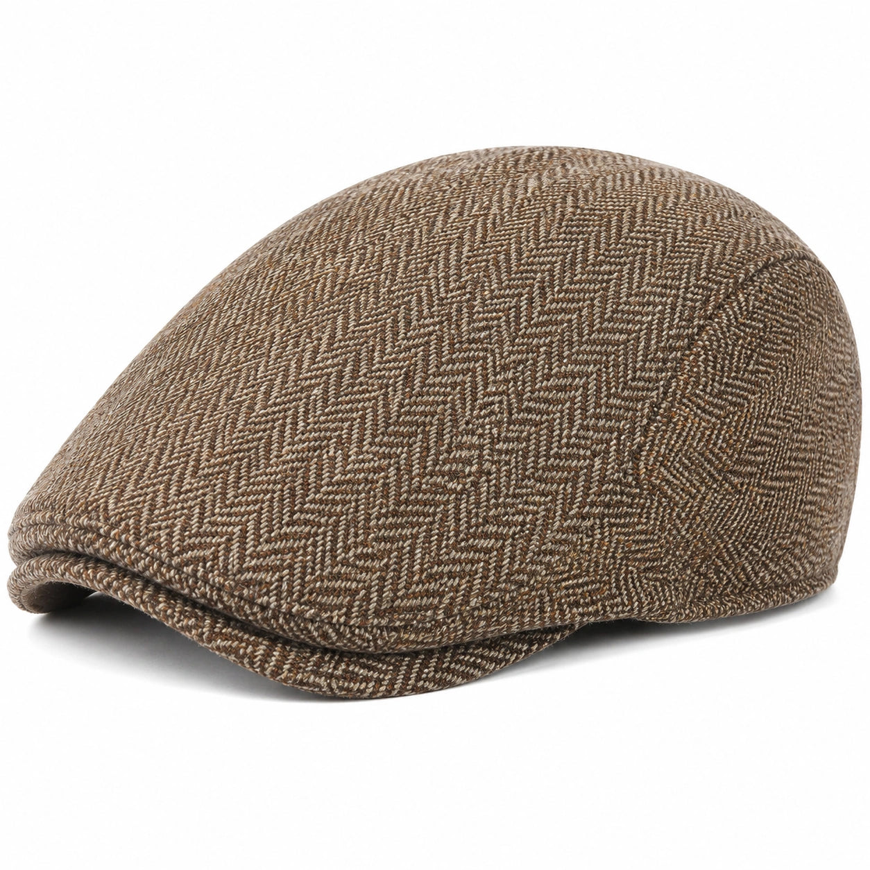 Casquette plate taille unique en tissu tissé marron beige style classique