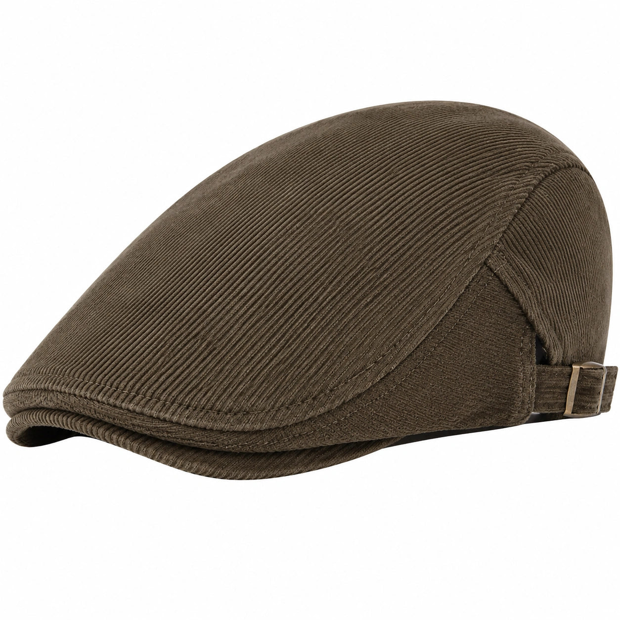 Casquette plate taille unique en velours côtelé marron ajustable style classique