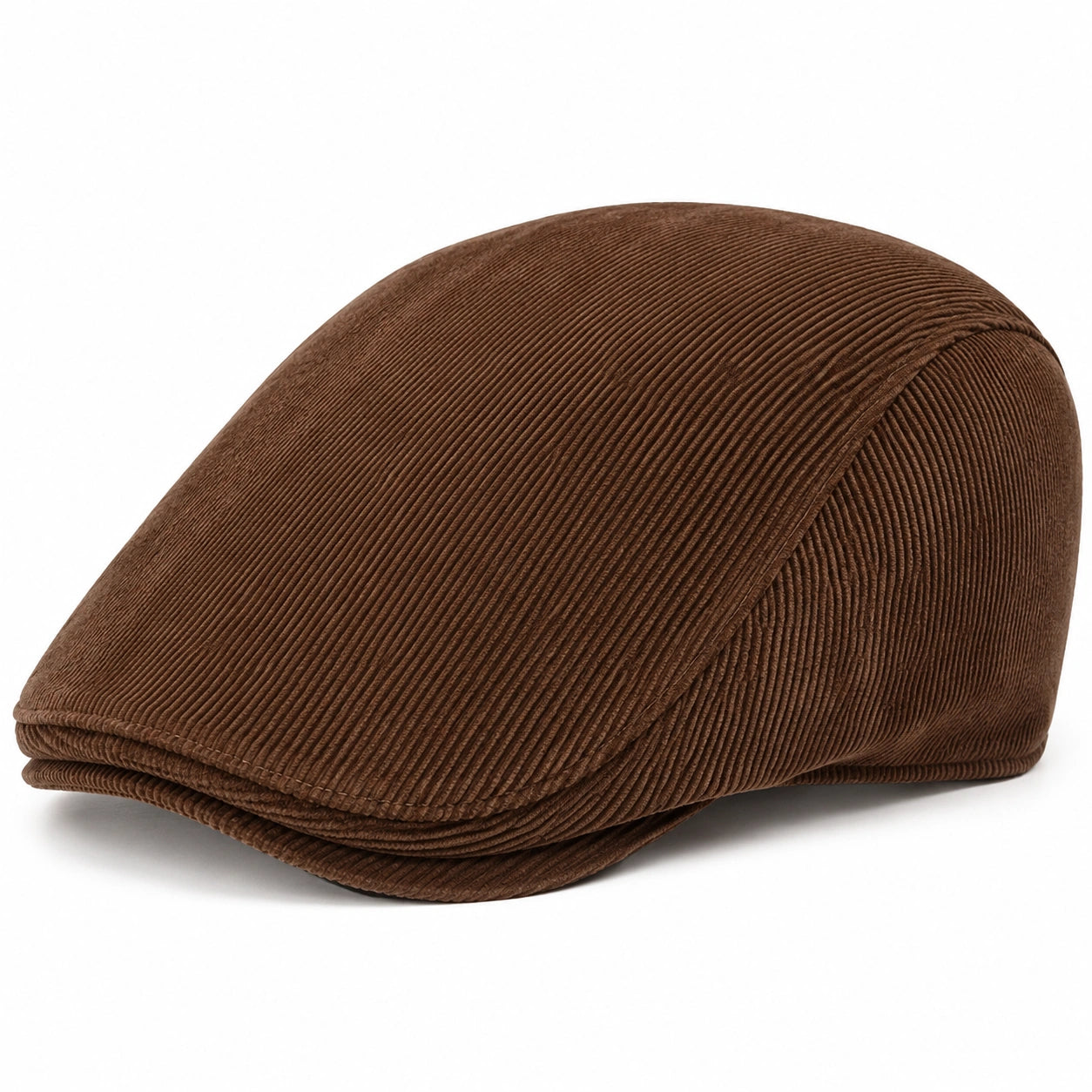 Casquette plate taille unique en velours côtelé marron - style classique