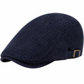 Casquette plate taille unique en velours côtelé bleu marine ajustable style classique