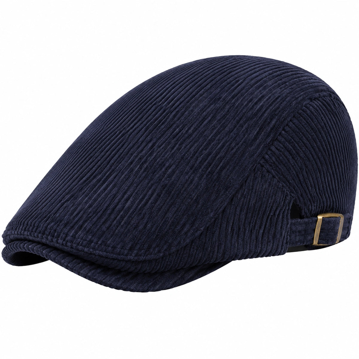 Casquette plate taille unique en velours côtelé bleu marine ajustable style classique