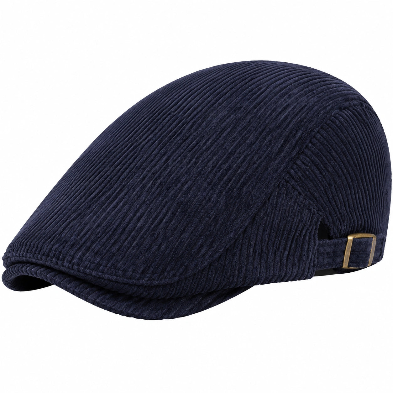 Casquette plate taille unique en velours côtelé bleu marine ajustable style classique