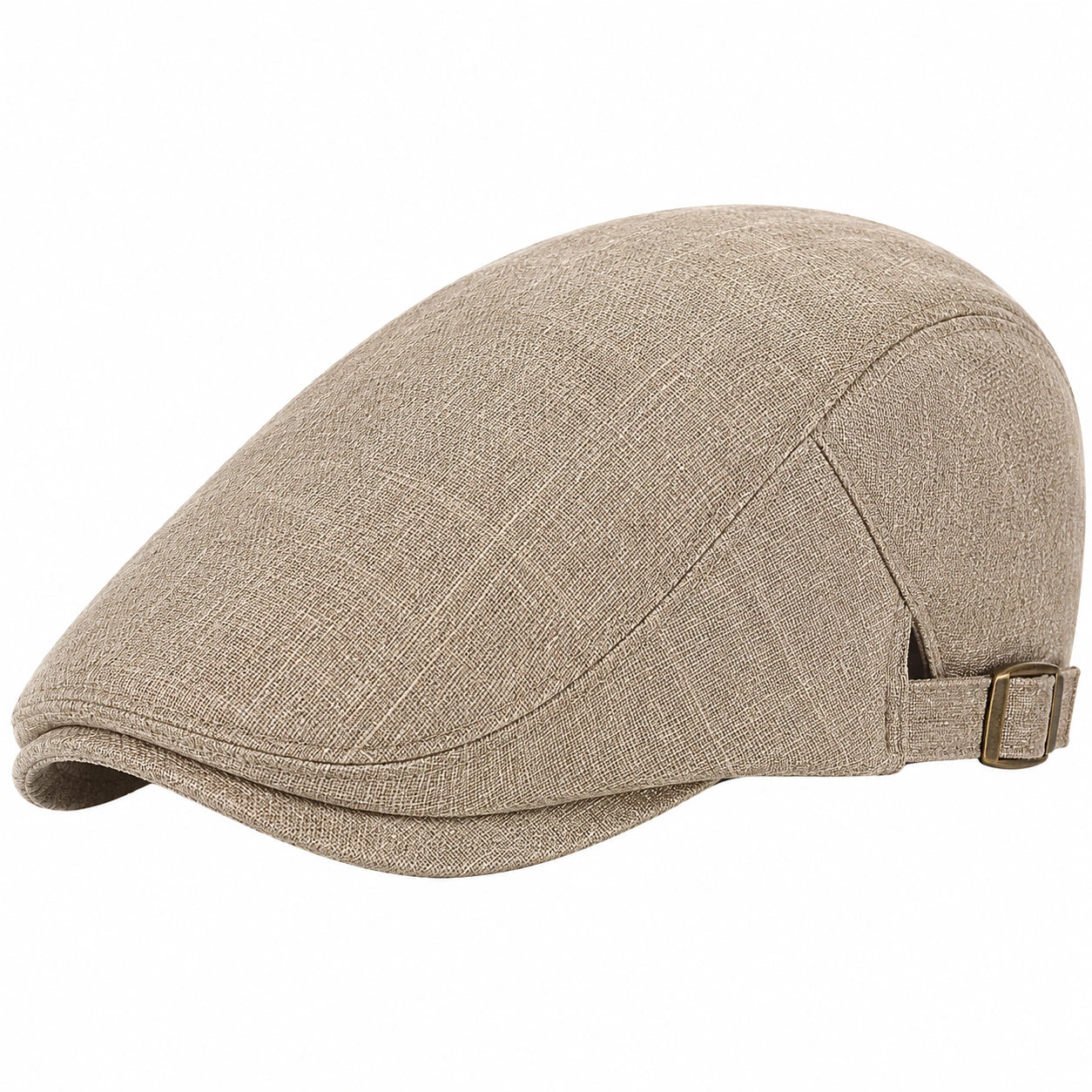 Casquette plate taille unique en tissu beige ajustable style classique