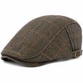 Casquette plate taille unique en tissu tissé marron style classique ajustable
