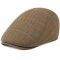 Casquette plate taille unique en tissu marron à motif chevrons style classique