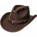 Chapeau cowboy taille unique aspect cuir marron style western