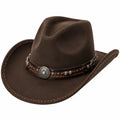 Chapeau cowboy unisexe taille unique en suédine marron avec bande décorative style western