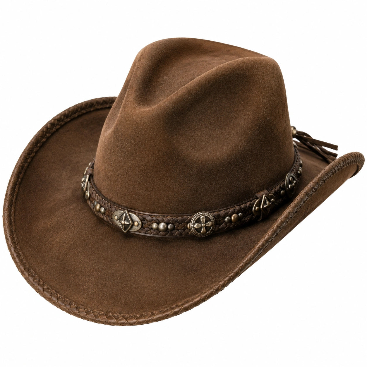 Chapeau cowboy taille unique en suédine marron style western