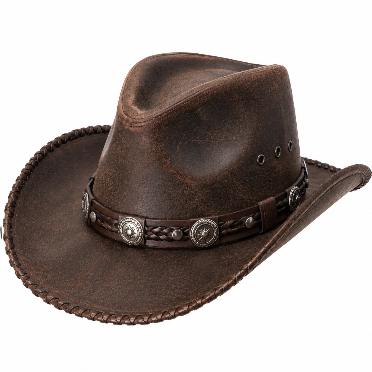 Chapeau cowboy taille unique en similicuir marron style western
