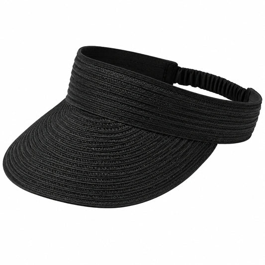 Visière femme taille unique noire tressée avec bande élastique