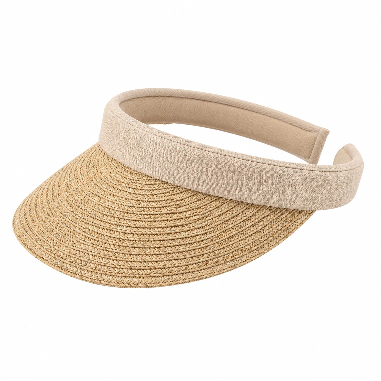 Visière solaire taille unique en paille tressée beige style estival