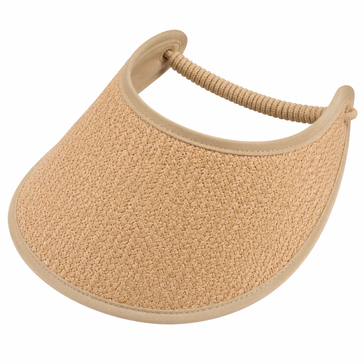 Visière de soleil taille unique en fibre tressée beige ajustable