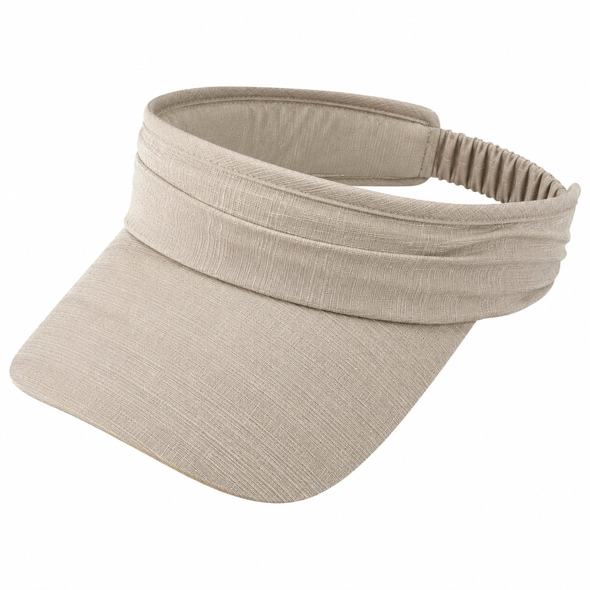 Visière de sport taille unique en textile beige avec bandeau élastique
