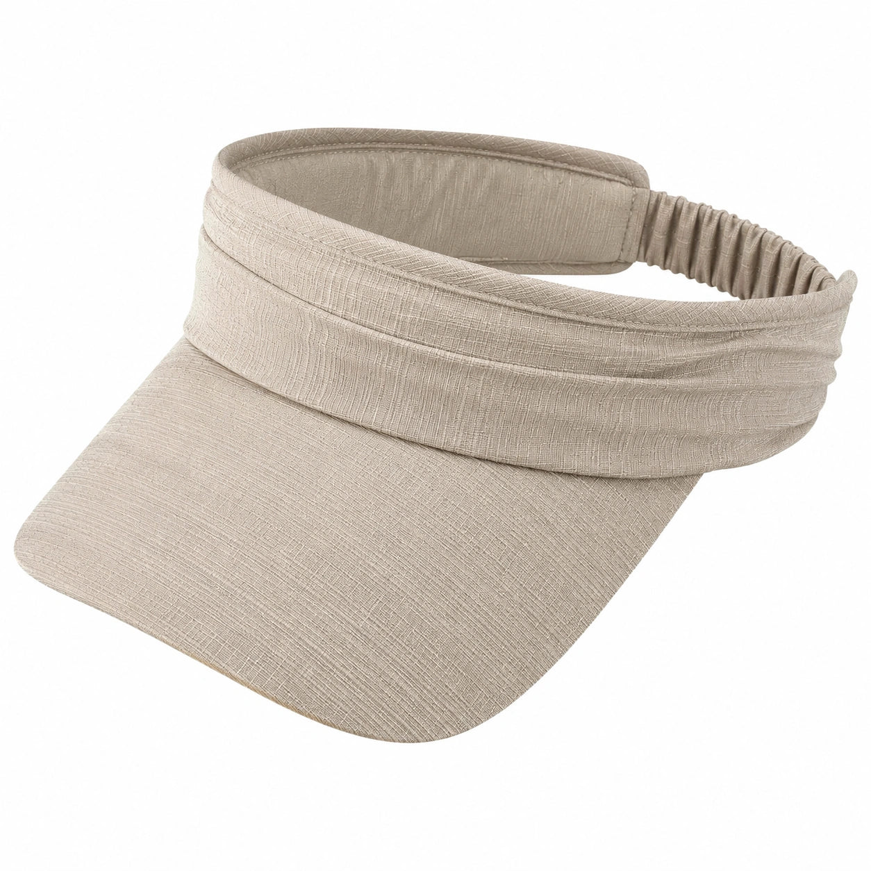 Visière de sport taille unique en textile beige avec bandeau élastique