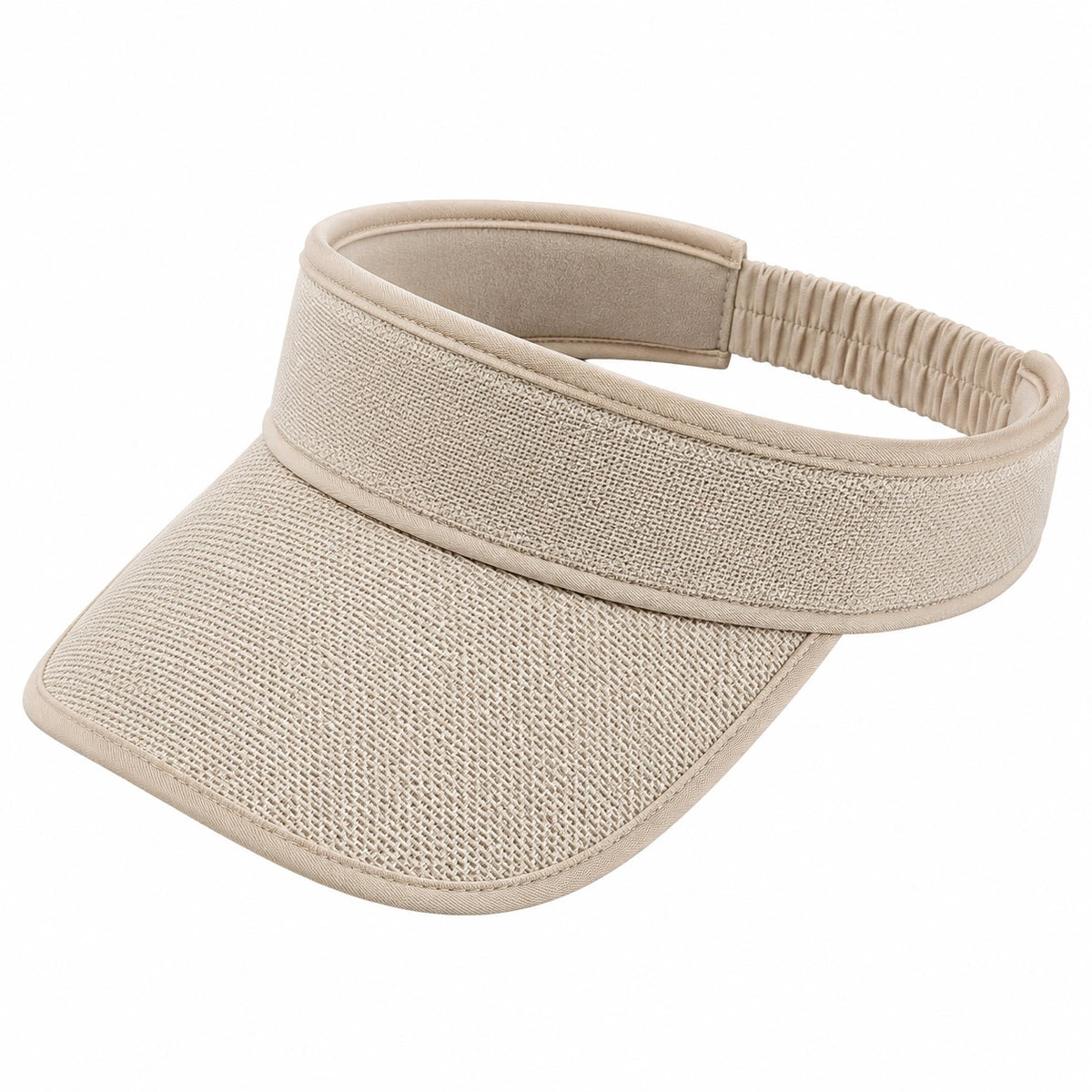 Visière taille unique beige en textile tissé avec bande élastique
